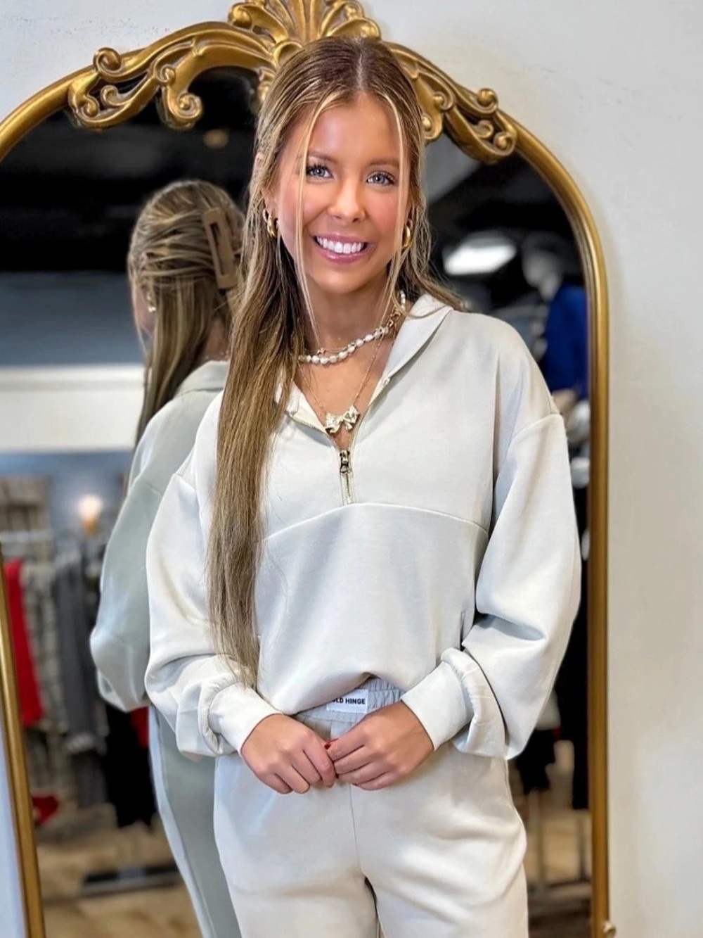 Gold Hinge LuxeSoft Lounge Quarter Zip Sweatshirt White